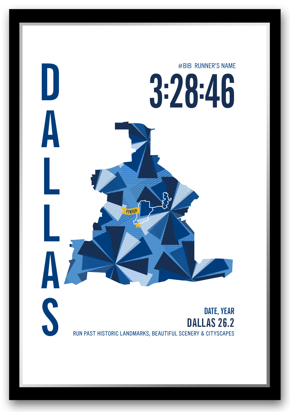Dallas Marathoner Map - Personalized Course Map – Run Ink