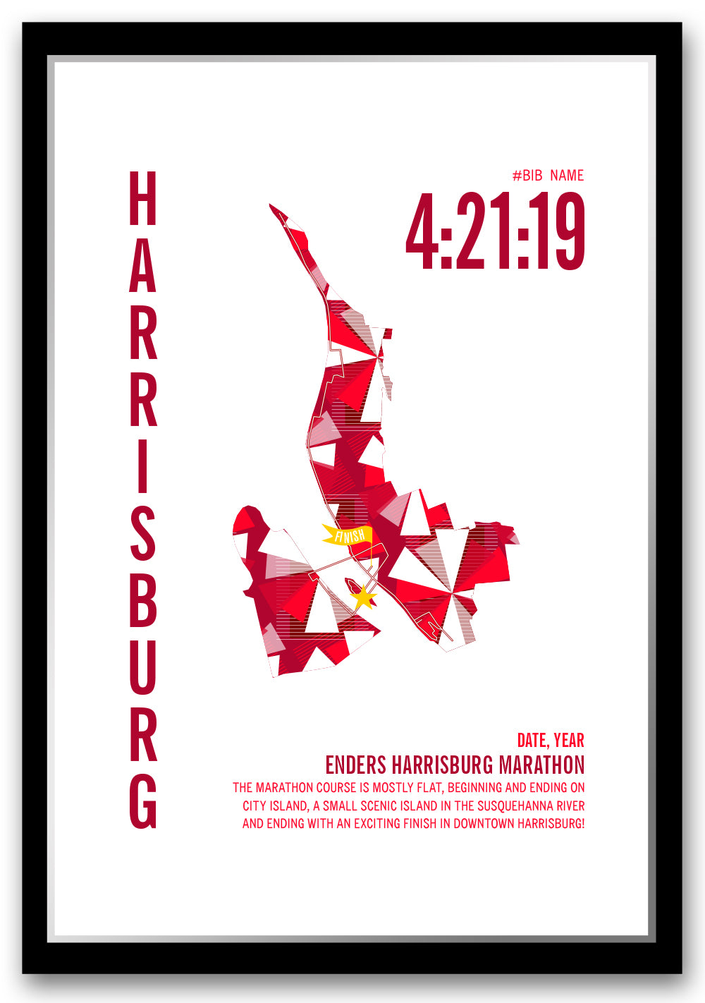 Harrisburg City Race Map Marathon Poster