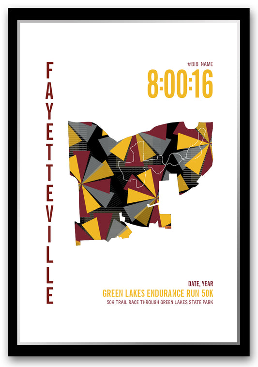 Green Lakes Endurance Run City Race Map Marathon Poster