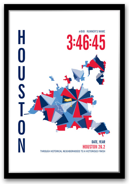 Houston 26.2 City Race Map Marathon Poster