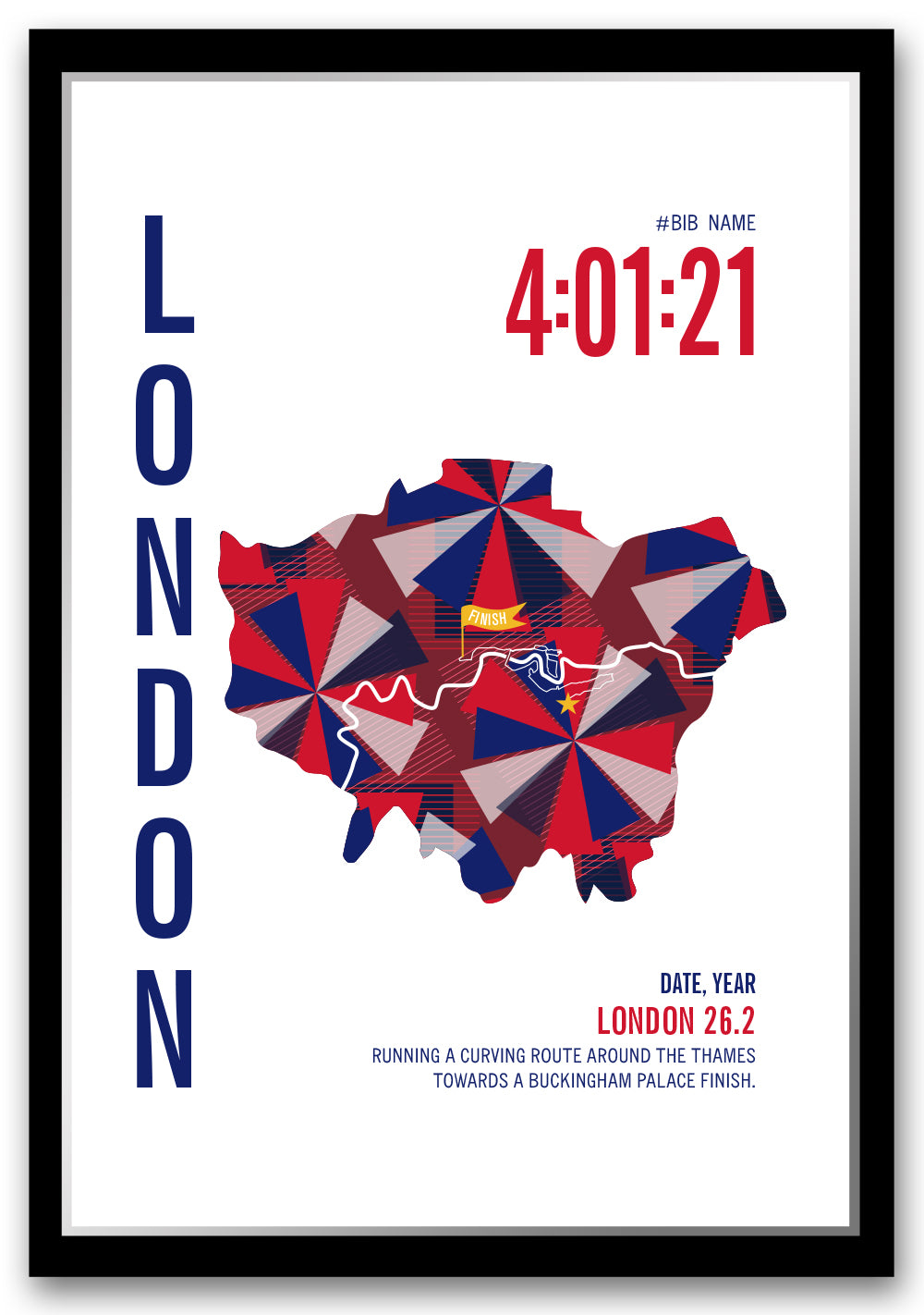London 26.2 City Race Map Marathon Poster