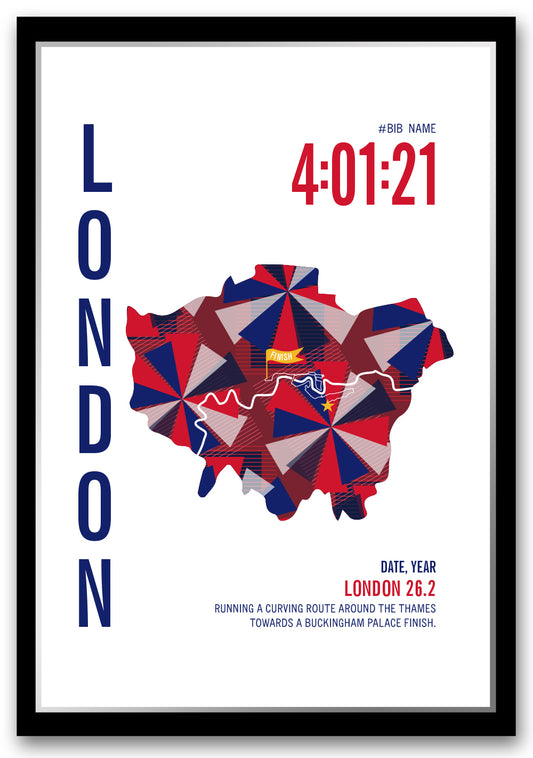 London 26.2 City Race Map Marathon Poster