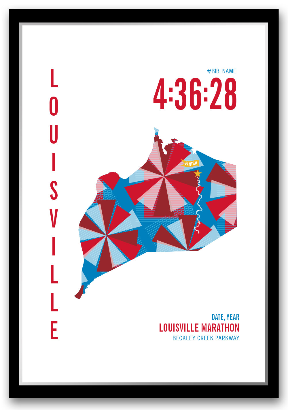 Louisville City Race Map Marathon Poster