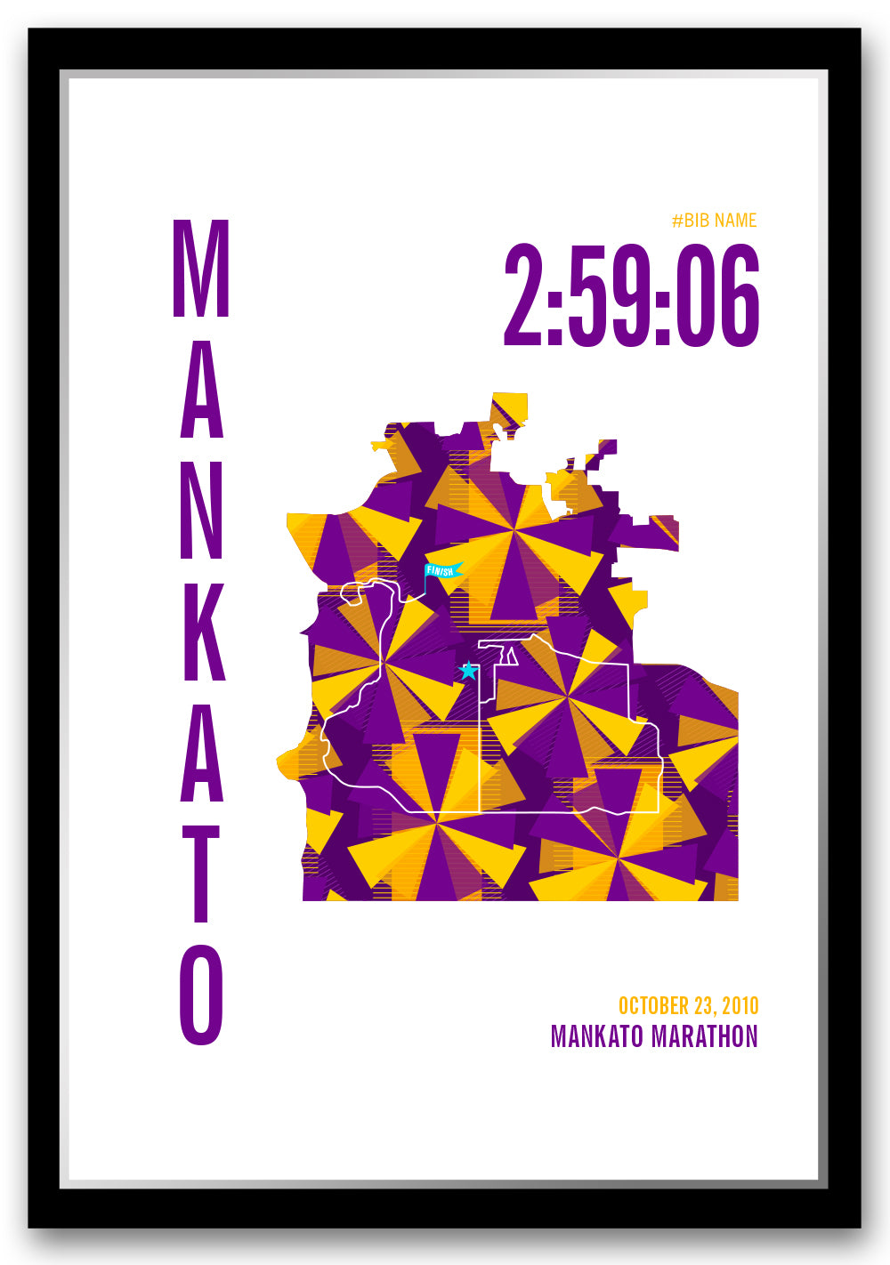 Mankato City Race Map Marathon Poster