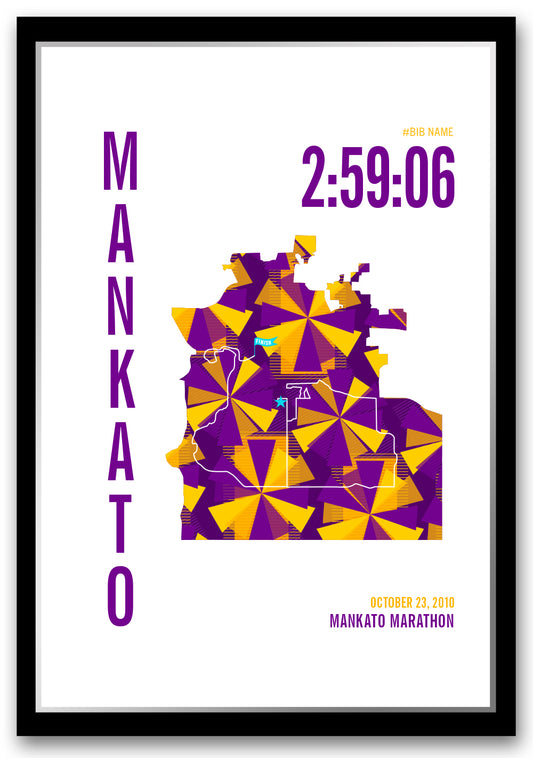 Mankato City Race Map Marathon Poster