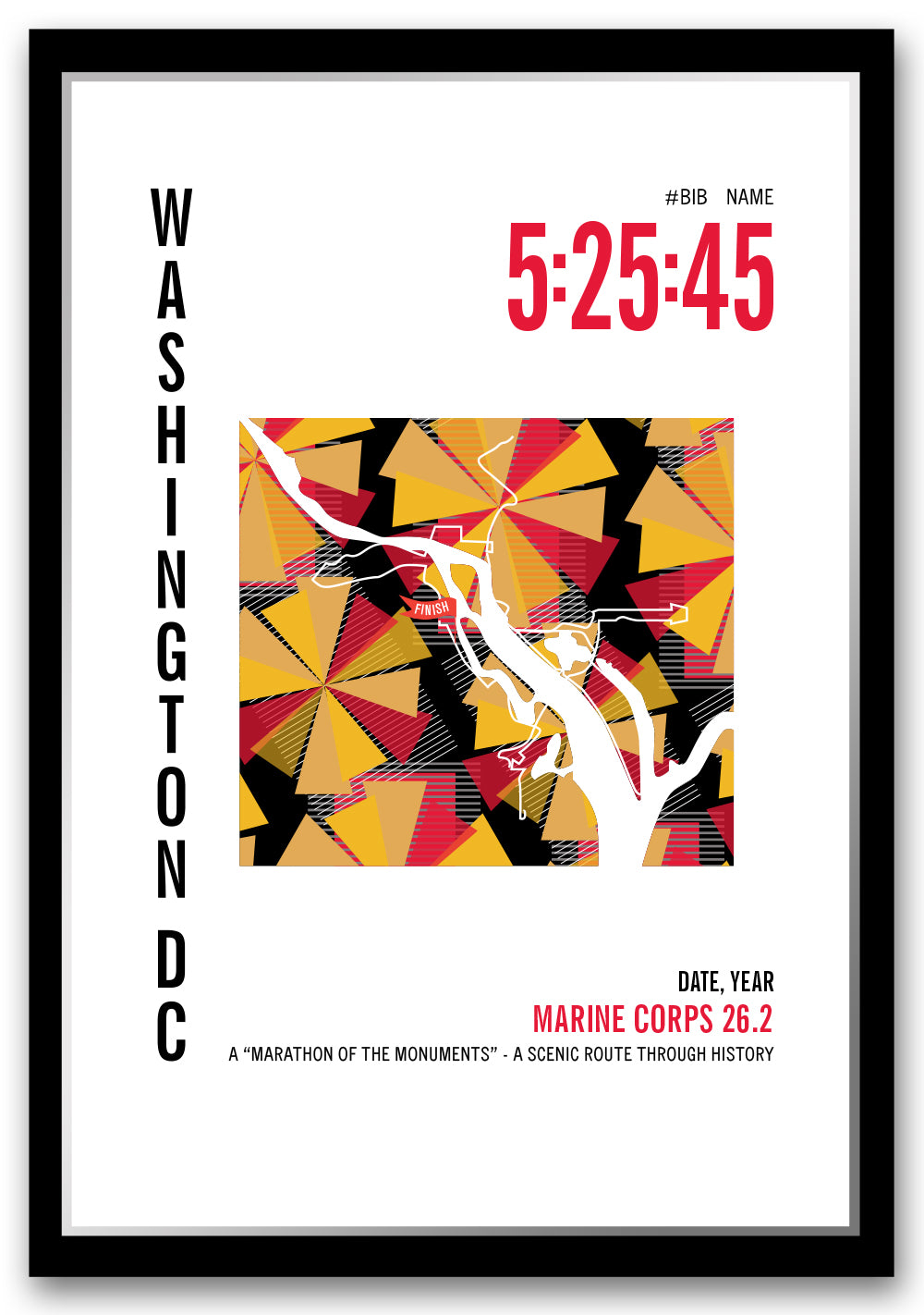 Marine Corps 26.2 City Race Map Marathon Poster