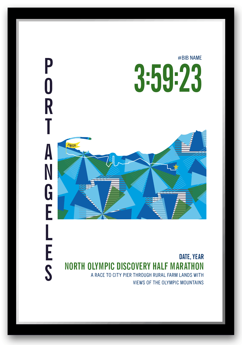North Olympic Discovery Marathoner Map - Run Ink