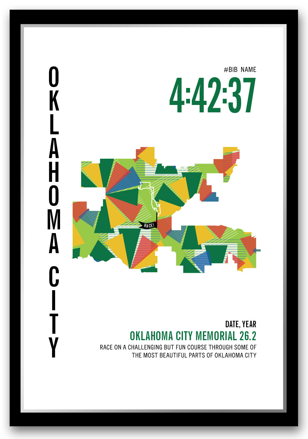 Oklahoma City Memorial 26.2 City Race Map Marathon Poster