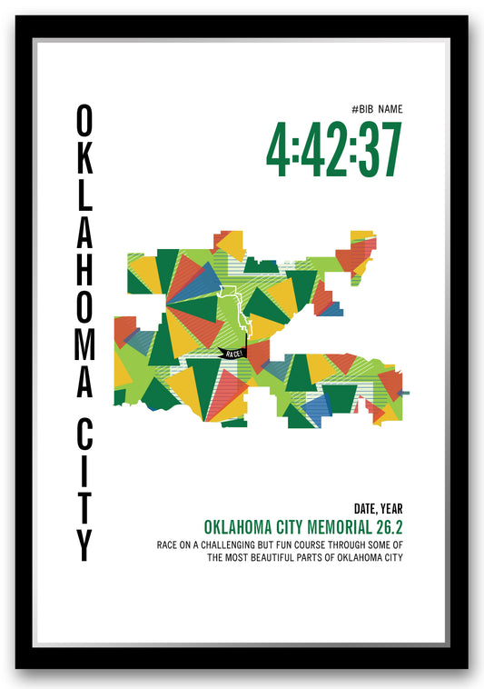 Oklahoma City Memorial 26.2 City Race Map Marathon Poster