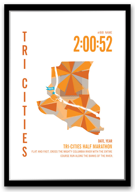 Tri Cities City Race Map Half Marathon Poster