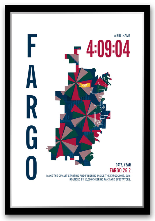 Fargo City Race Map Marathon Poster