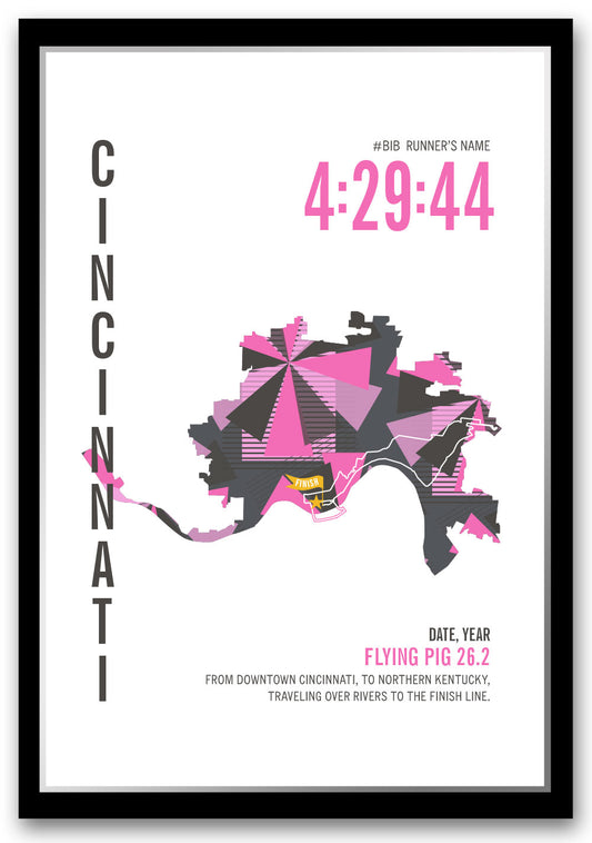 Flying Pig 26.2 City Race Map Marathon Poster