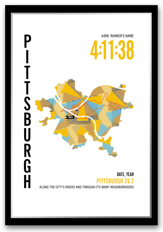 Pittsburgh 26.2 City Race Map Marathon Poster
