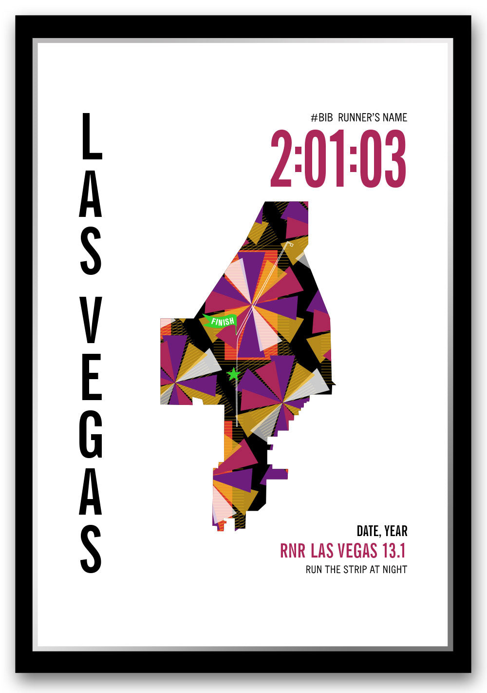 RNR Las Vegas City Race Map Half Marathon Poster