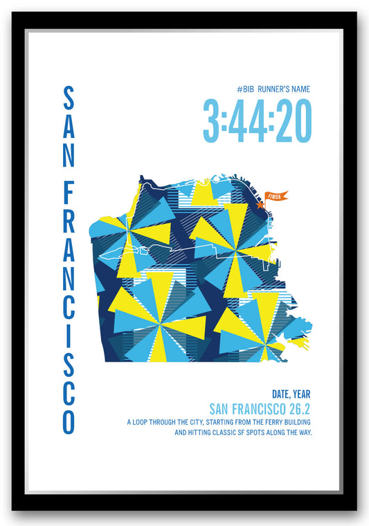 San Francisco City Race Map Marathon Poster