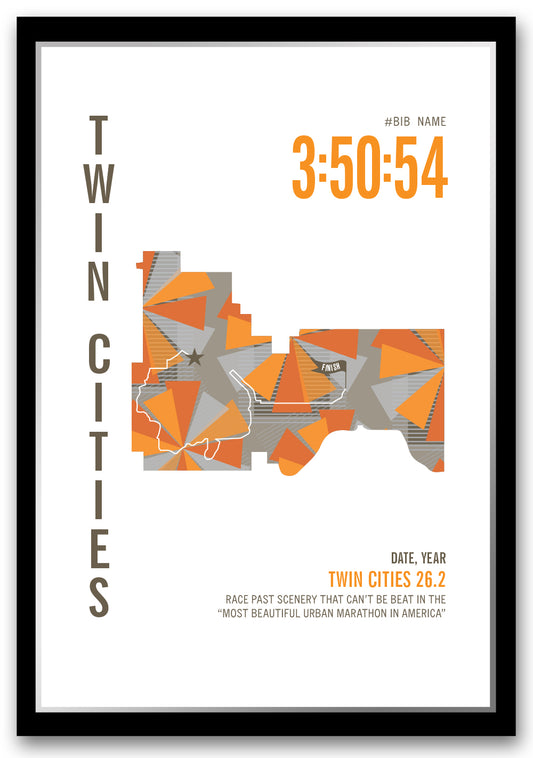 Twin Cities 26.2 City Race Map Marathon Poster