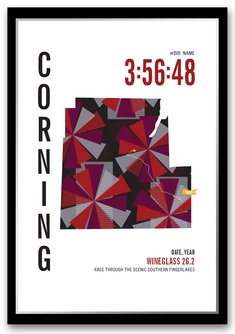 Wineglass City Race Map Marathon Poster