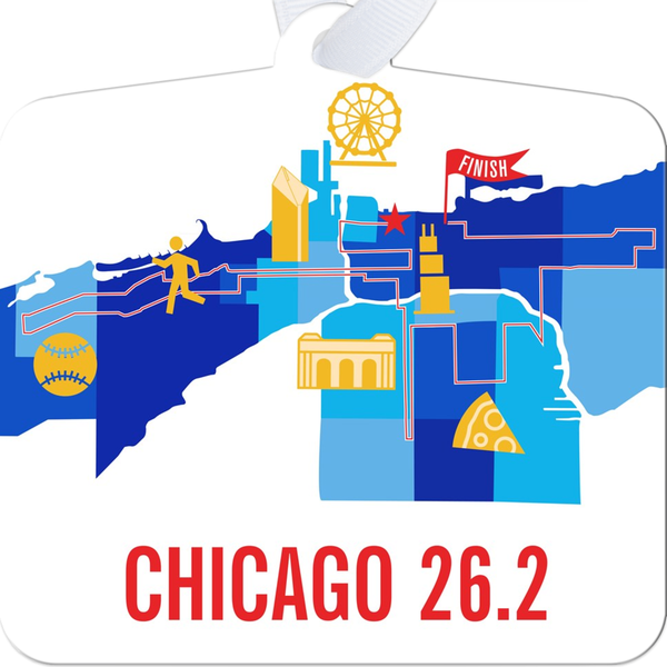 Chicago 26.2 Marathoner Course Map Christmas Ornament
