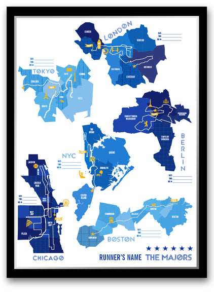 Personalized World Marathon Majors Stat Tracking Poster