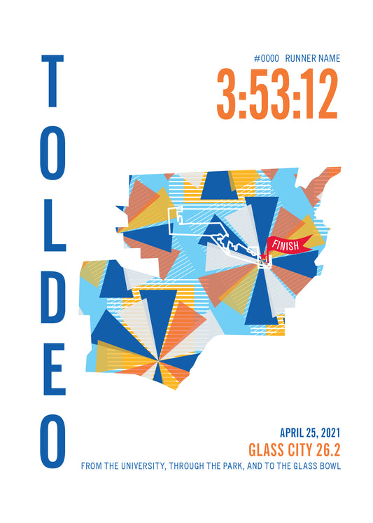 Glass City City Race Map Marathon Poster