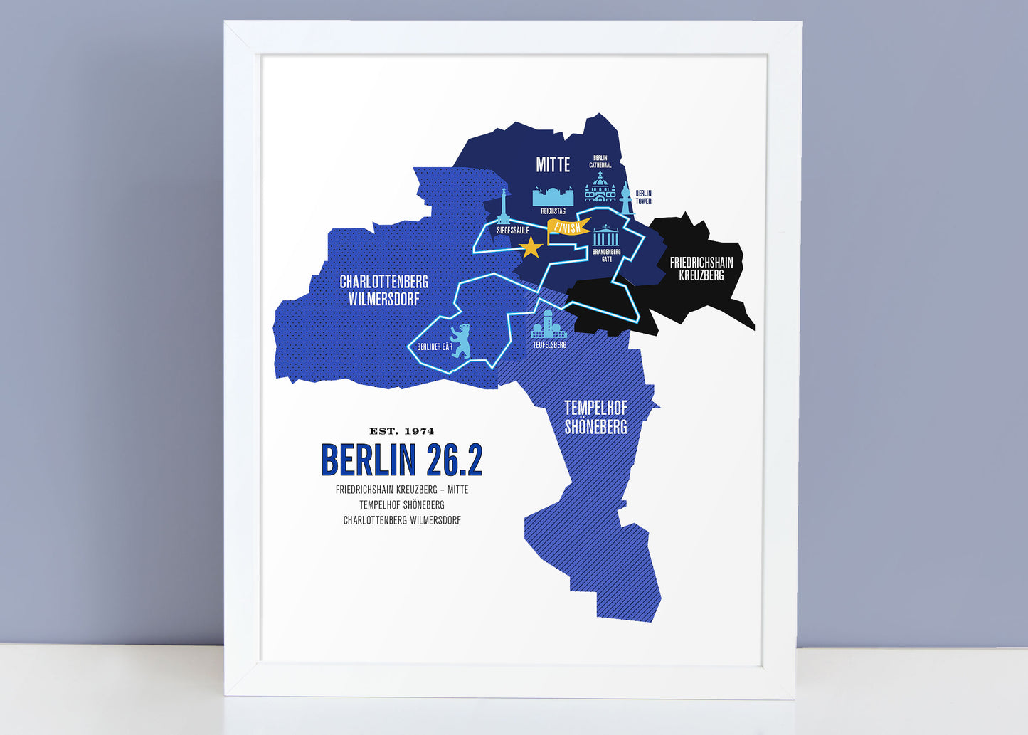 Berlin 26.2 Iconic Marathon Course Map Poster