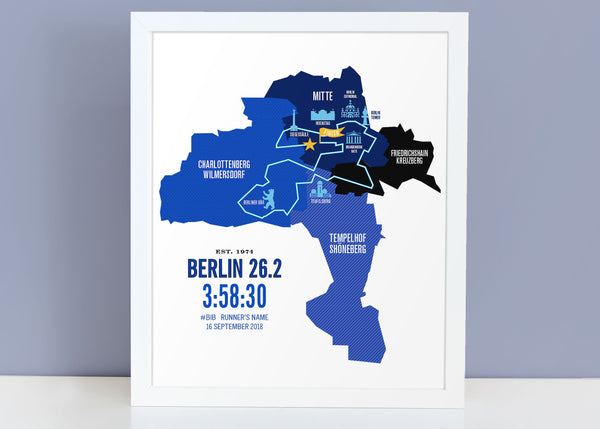 Berlin 26.2 Personalized Marathoner Course Map Poster