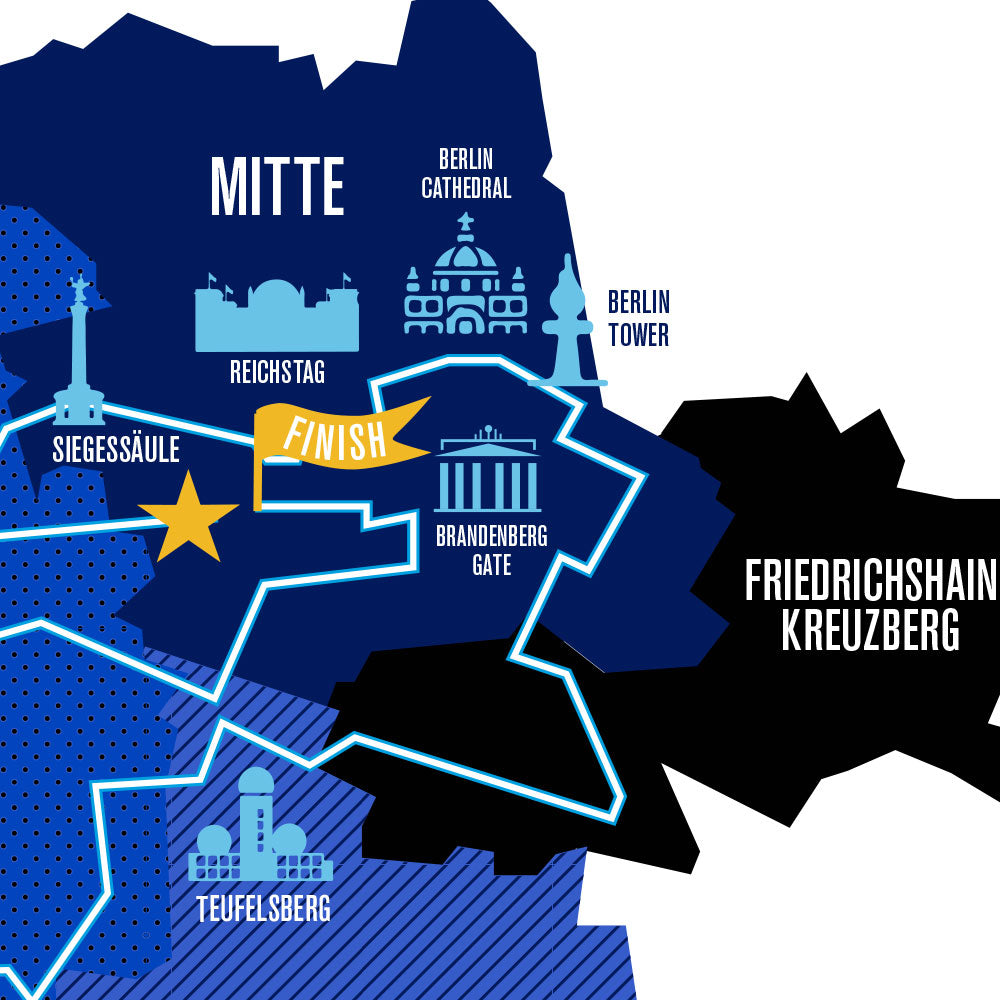 Berlin 26.2 Iconic Marathon Course Map Poster