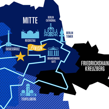 Berlin 26.2 Iconic Marathon Course Map Poster