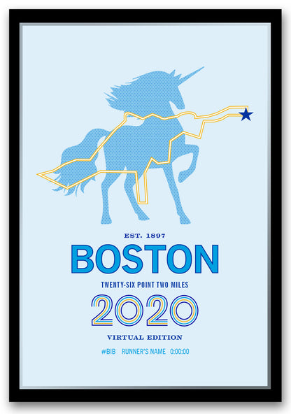 2020 Boston 26.2 Personalized Marathon Course Map Poster
