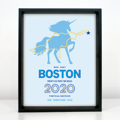 2020 Boston 26.2 Personalized Marathon Course Map Poster