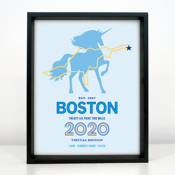 2020 Boston 26.2 Personalized Marathon Course Map Poster