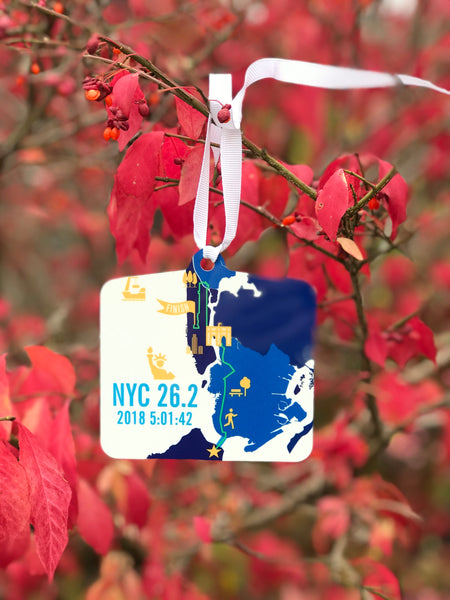 Personalized NYC 26.2 Marathoner Course Map Ornament