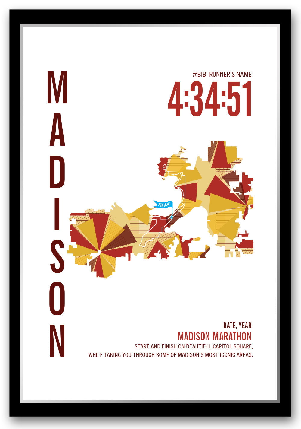 Madison Marathoner Map - Run Ink