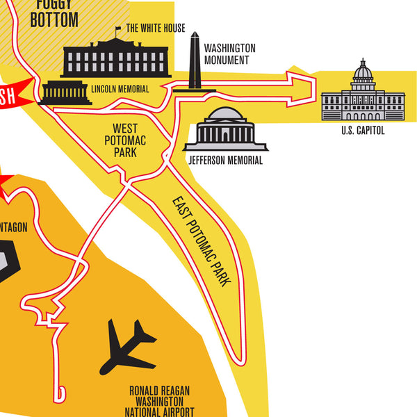 Marine Corps 26.2 Course Marathon Map Poster