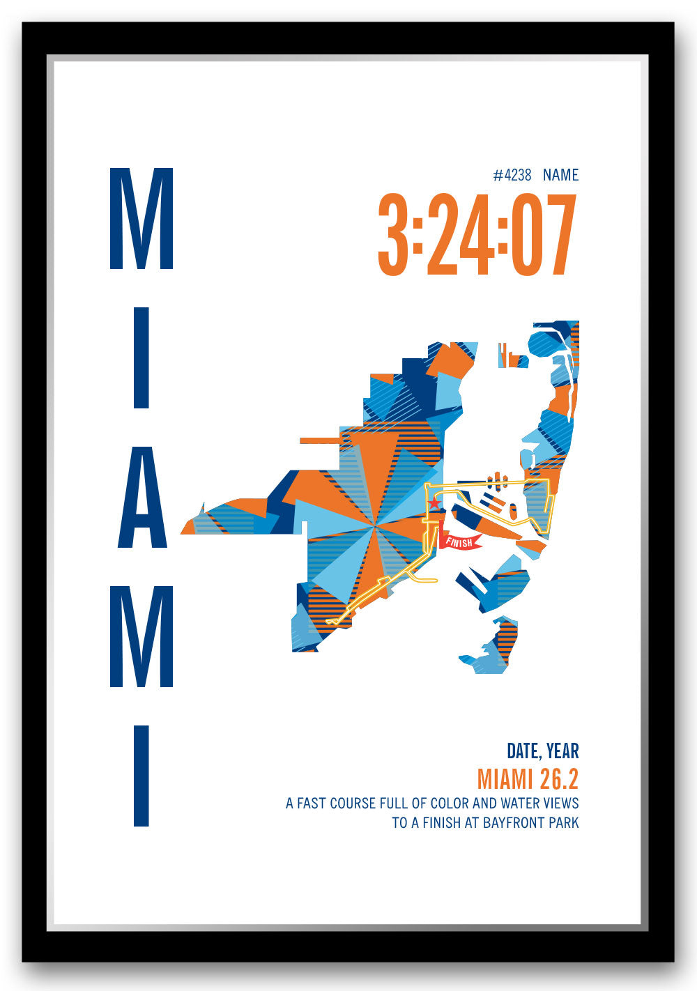 Miami City Race Map Marathon Poster