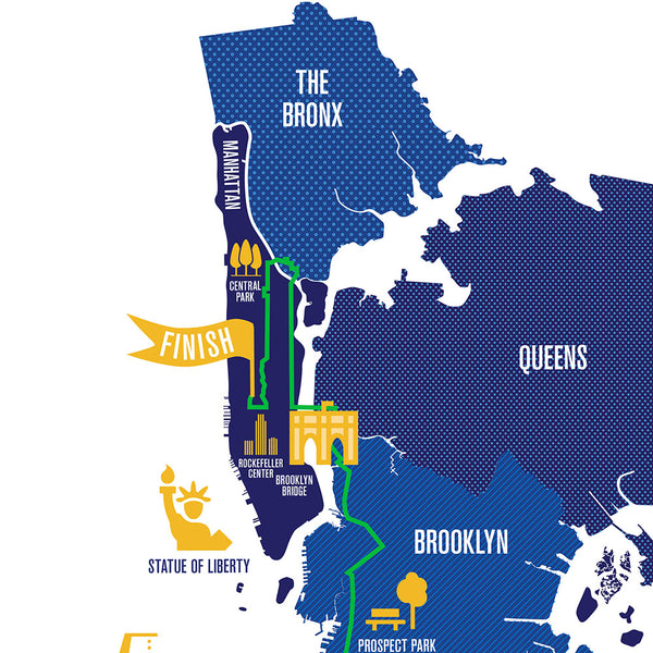 NYC 26.2 Personalized Marathon Course Map Poster