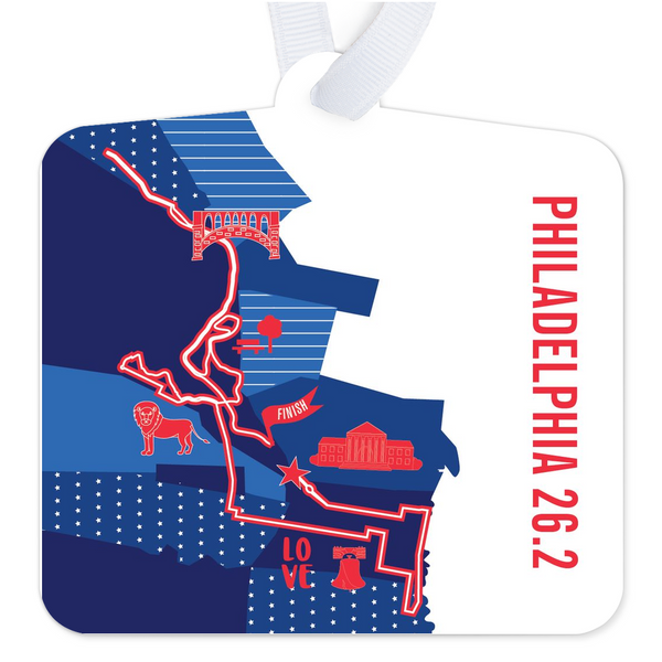 Philadelphia 26.2 Marathoner Course Map Christmas Ornament