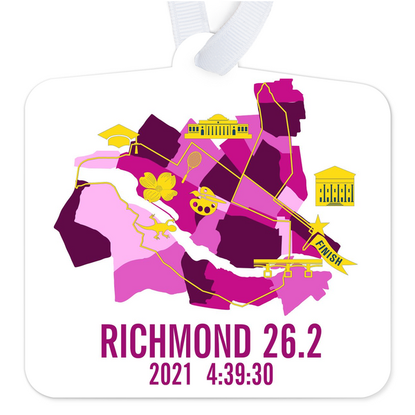 Personalized Richmond 26.2 Marathoner Course Map Christmas Ornament