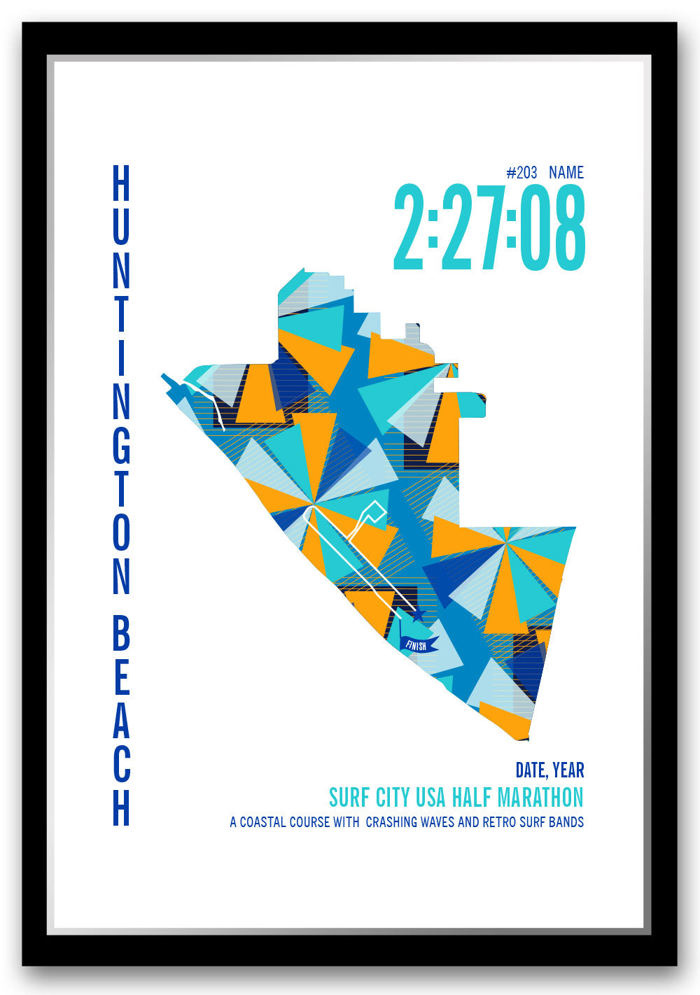 Surf City 13.1 City Race Map Half Marathon Poster
