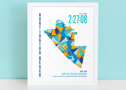 Surf City 13.1 City Race Map Half Marathon Poster