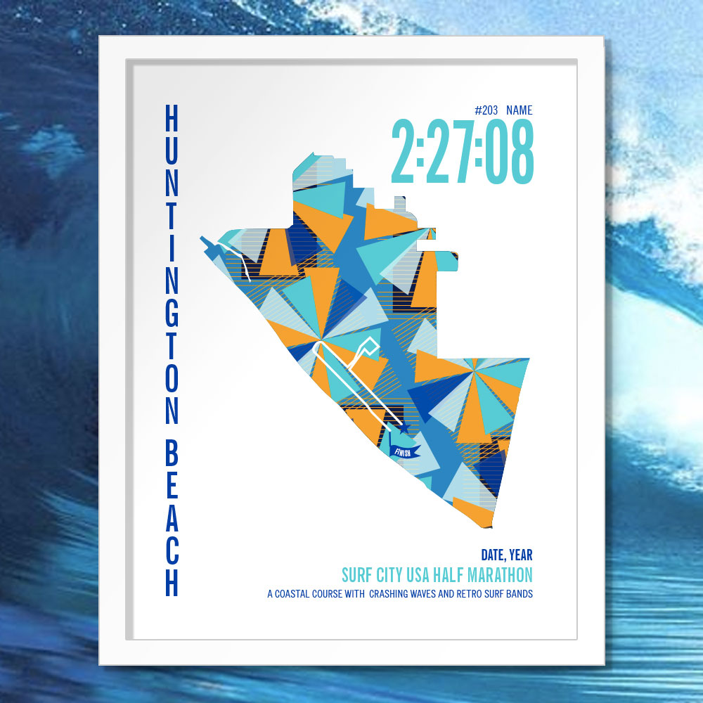 Surf City 13.1 City Race Map Half Marathon Poster
