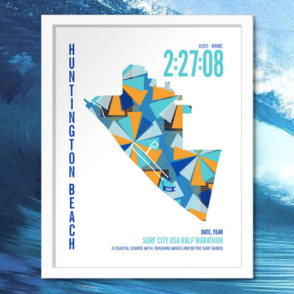 Surf City 13.1 City Race Map Half Marathon Poster