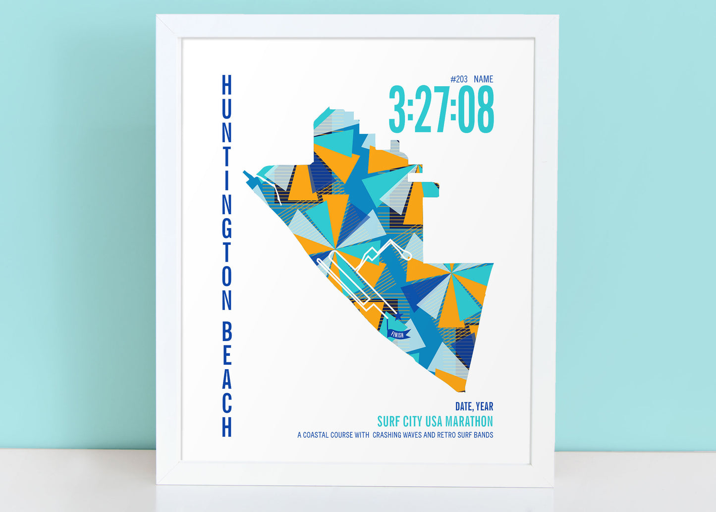 Surf City City Race Map Marathon Poster