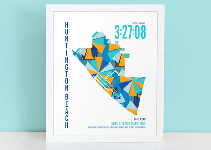 Surf City City Race Map Marathon Poster