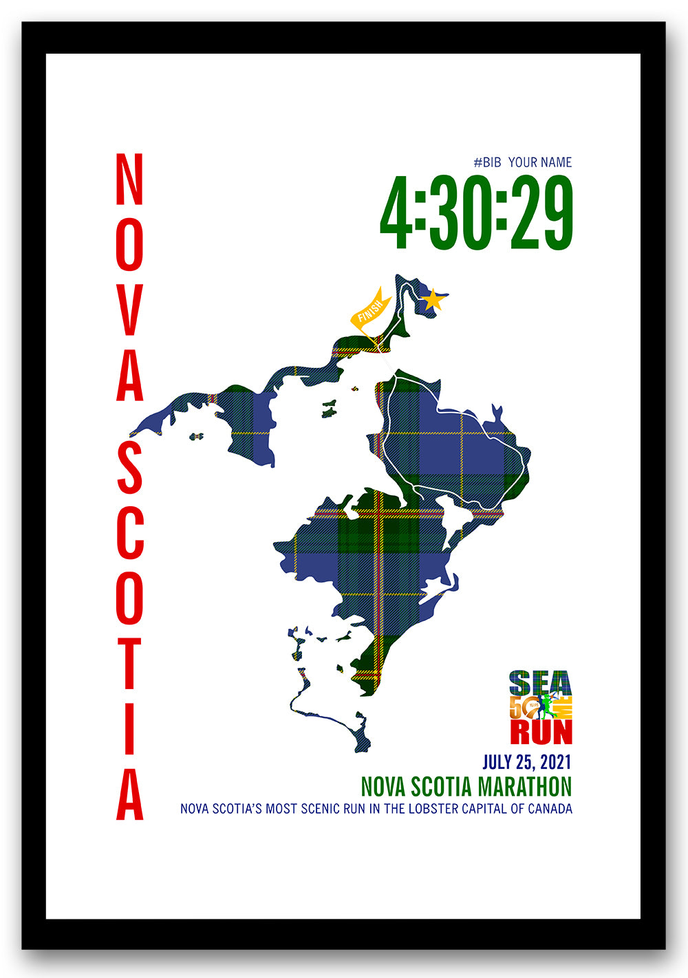 Half Marathon - Personalized Tartan Race Map - Special 2021 Edition