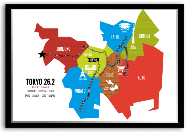 Tokyo 26.2 Marathoner Course Map Poster