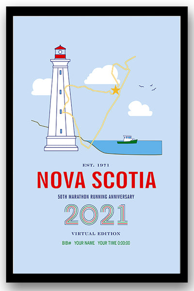 Virtual Edition Personalized Poster - Lighthouse Scene - 2021 Nova Scotia Marathon Events