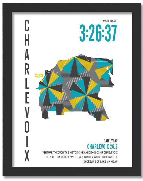 Charlevoix City Race Map Marathon Poster