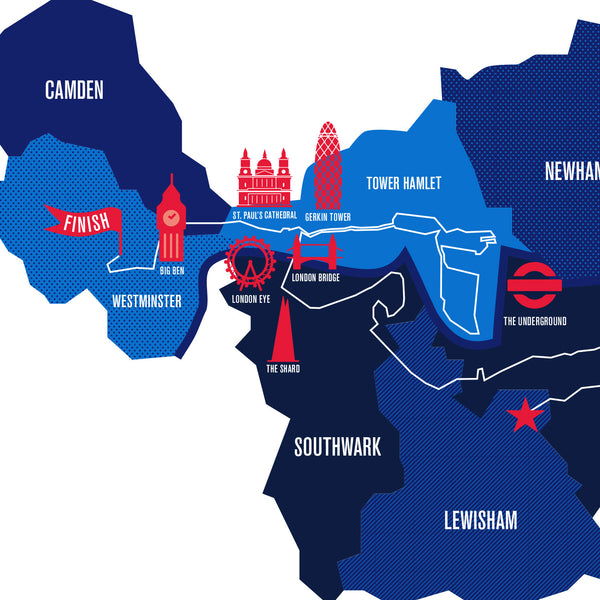 London 26.2 Personalized Marathon Course Map Poster