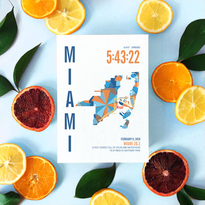 Miami City Race Map Marathon Poster
